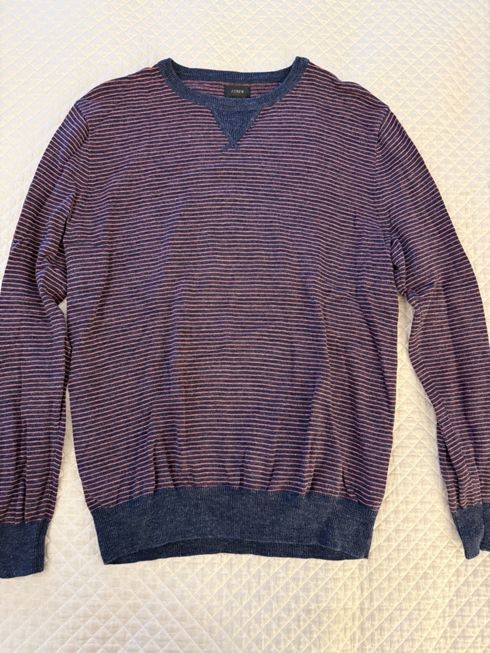 J. Crew Men's Striped Crewneck Sweater in Navy and Red